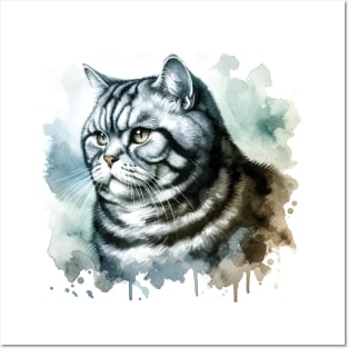 American Shorthair - Watercolor Cat Posters and Art